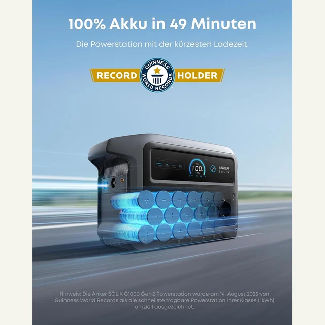 Hauptansicht Anker SOLIX C1000 Gen 2, 1.024 Wh, 2.000 W, 49-min-Schnellladung und 9 Anschlüsse