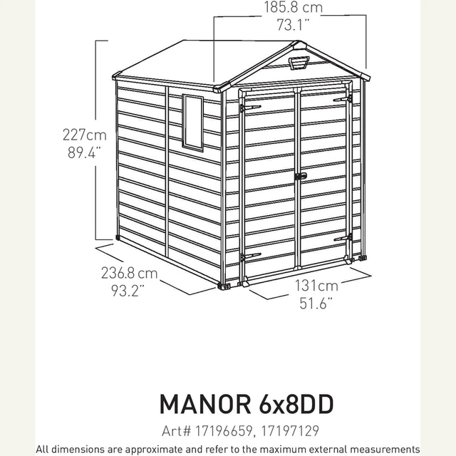 Hauptansicht Keter Manor 6x8 DD, ca. 7,6 m³, Doppeltür und Boden